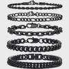 5-Piece Stainless Steel Cuban Figaro Bracelet Set - Non-Fading Titanium Steel Fashion Casual Accessory