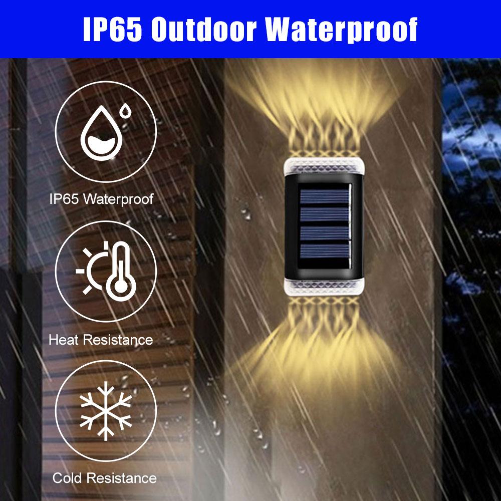 Светодиодный солнечный настенный светильник, уличный водостойкий солнечный светильник, забор, терраса, сад, патио, лестница, уличный пейзаж, украшение для балкона