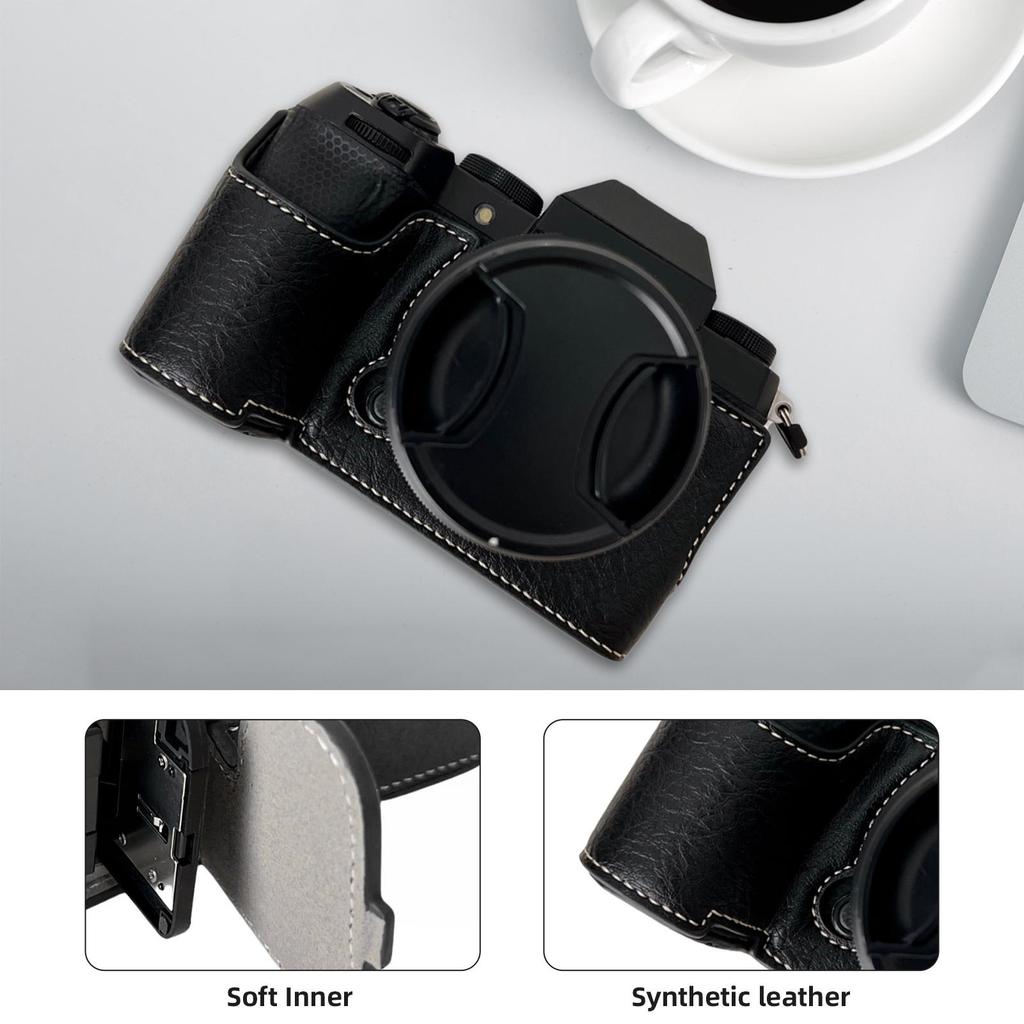 Portable Camera Protective Case Retro Style Camera Case Carry Bag Opening Bottom Design with Shoulder Strap Replacement