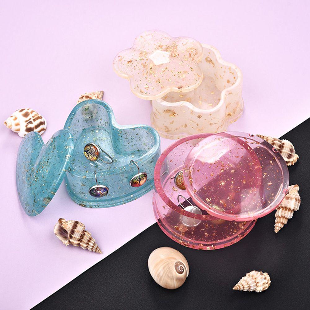 Hexagon Round Hand Made Tools Epoxy Resin Crystal Glue Storage Box Molds Silicone Casting Mould