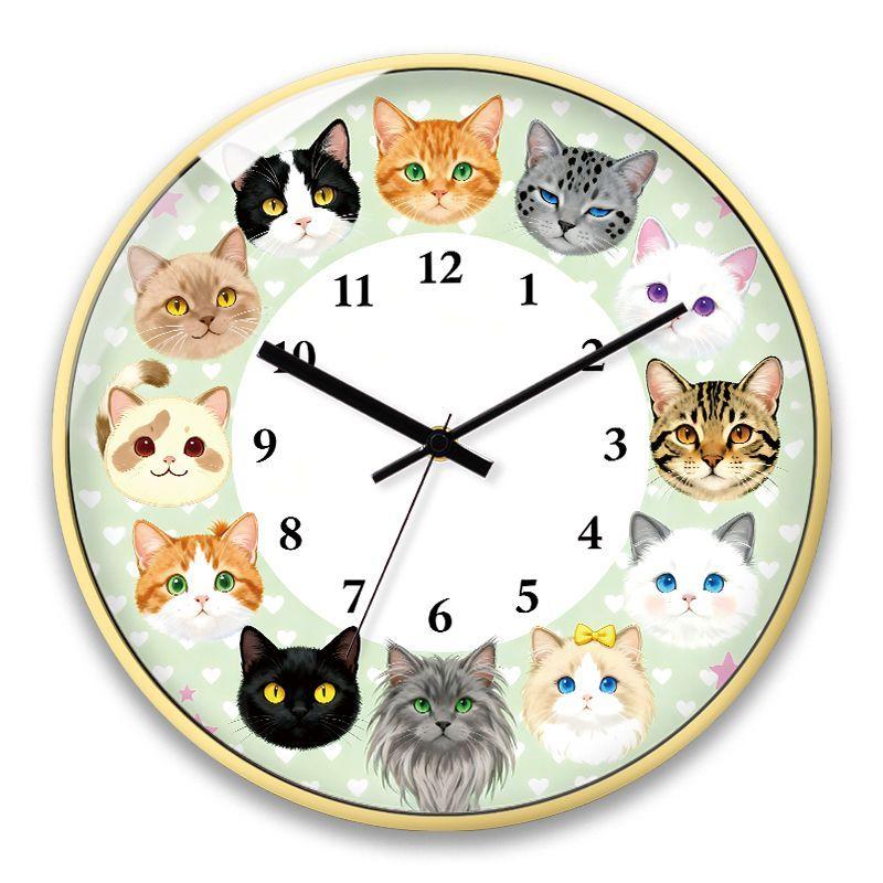 Детские бесшумные настенные часы с кошкой, мультяшные часы, милые креативные часы