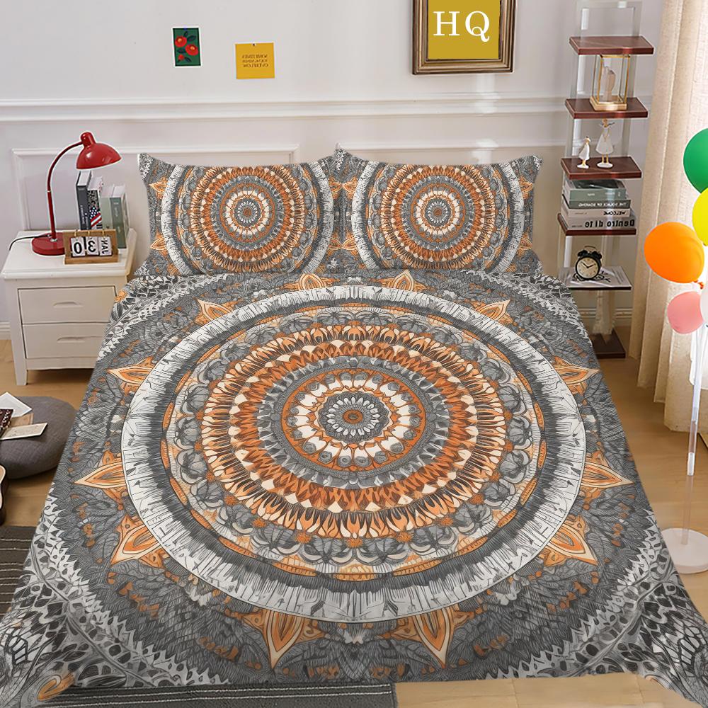 Mandala Printed Bedspreads Twin Size Microfiber Bedding Cover Cool Boy Fashion Duvet Cover Set Bedroom Decor