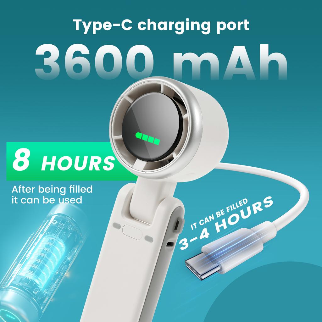 Handheld Fan Smart Cooling Tool Set Battery Operated Clear Reading Versatile Tech Cooling Fan Kit for Outside Camping Usage