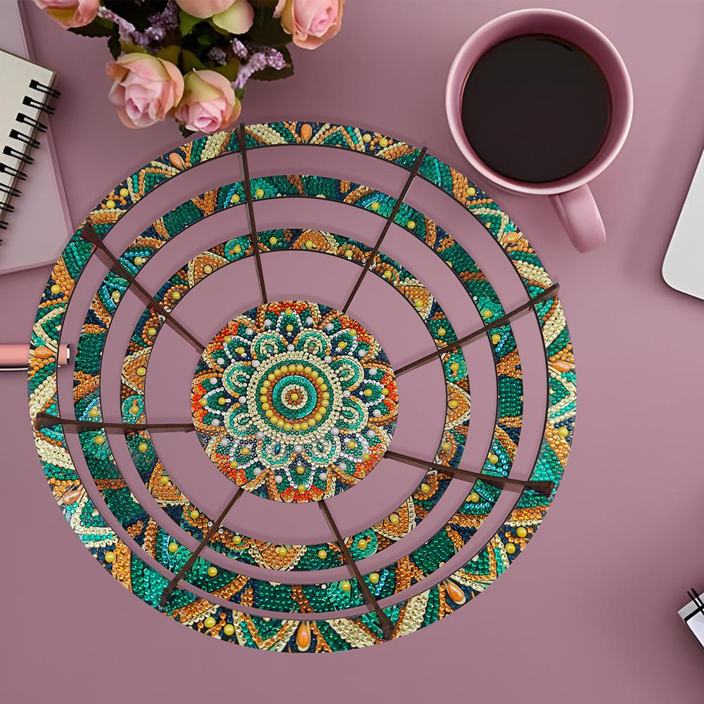 Flower Diamond Painting Wooden Serving Tray Decorative Diamond Painting Dinner Plate Tray Good for Parties Or Bed Food Tray