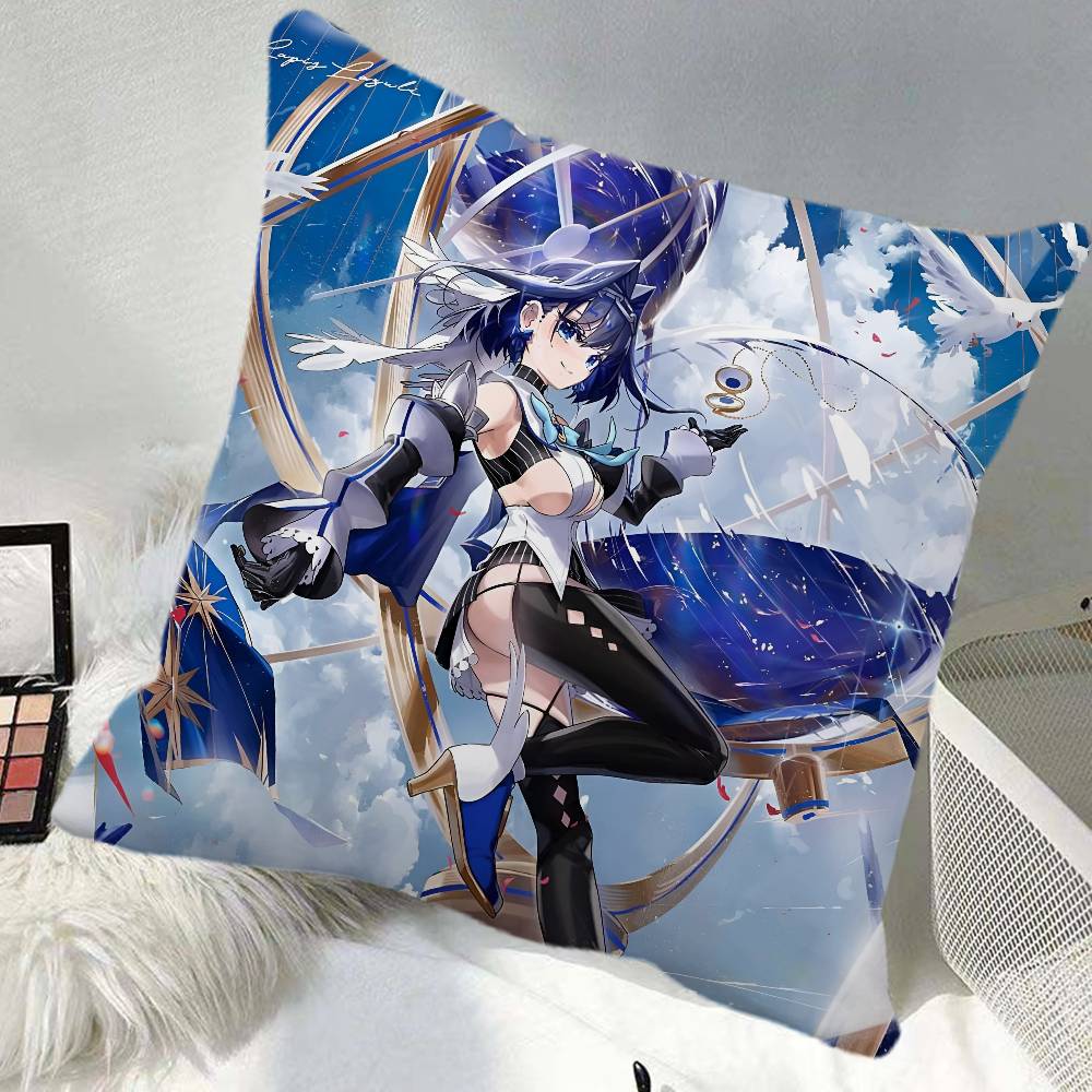 Anime OOuro Kronii Pillow Case Square Pillow Bedroom Sofa Leisure Comfort Cushion Car Home Decoration