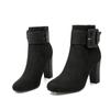 Size 32-43 Girls Boots Women High Heel Ankle Boots Fashion Suede Belt Buckle Round Head Winter Zipper Boots Female Party Shoes