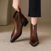 Мода 2024 Новые осенние женские ботинки Остроносые ботинки на массивном каблуке для женщин Зимние ботинки Короткие ботинки
