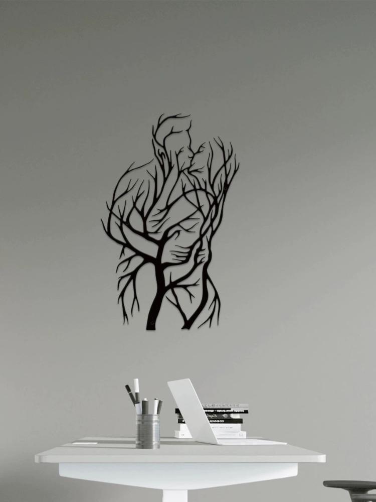 Настенное искусство «Целующаяся пара», искусство из металла и дерева, современное скандинавское искусство в виде ветвей, настенное украшение из дерева, романтический декор для спальни и гостиной