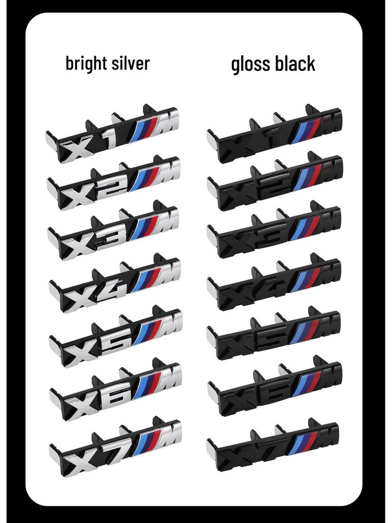 Fits BMW M Series: M5, 3 Series, X3M, X5M, M2, XM, M4, M6, X7M Grille Badge, Sport Decals (Black)