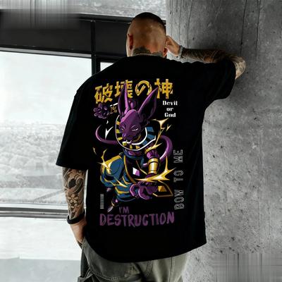 Dragon Ball Beerus Anime Pattern TShirt Unisex ShortSleeved Street Fashion Y2K Summer Wear for Men And Women