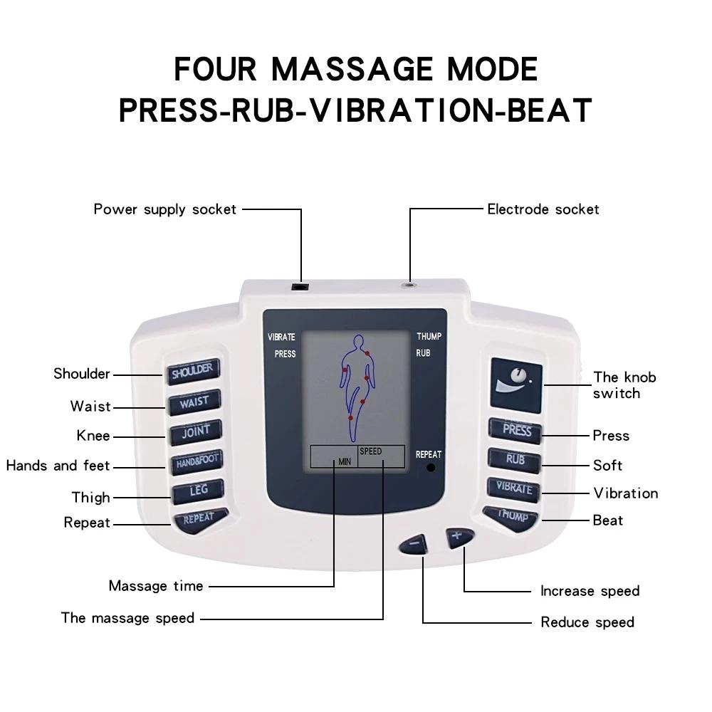 8 Modes Full Body Tens Muscle Electrostimulator EMS Electronic Pulse Massager Acupuncture Digital Meridian Physiotherapy Machine