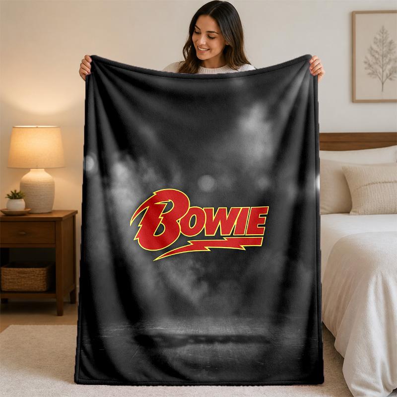 David Bowie Print Flannel Blanket Cozy Lightweight Plush Throw Blanket For Bed Sofa Household Use