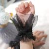 Women Wrist Cuffs Removable Bowknot Ruffled Wedding Supply Bride Dress False Sleeves Tulle Flared Sleeves