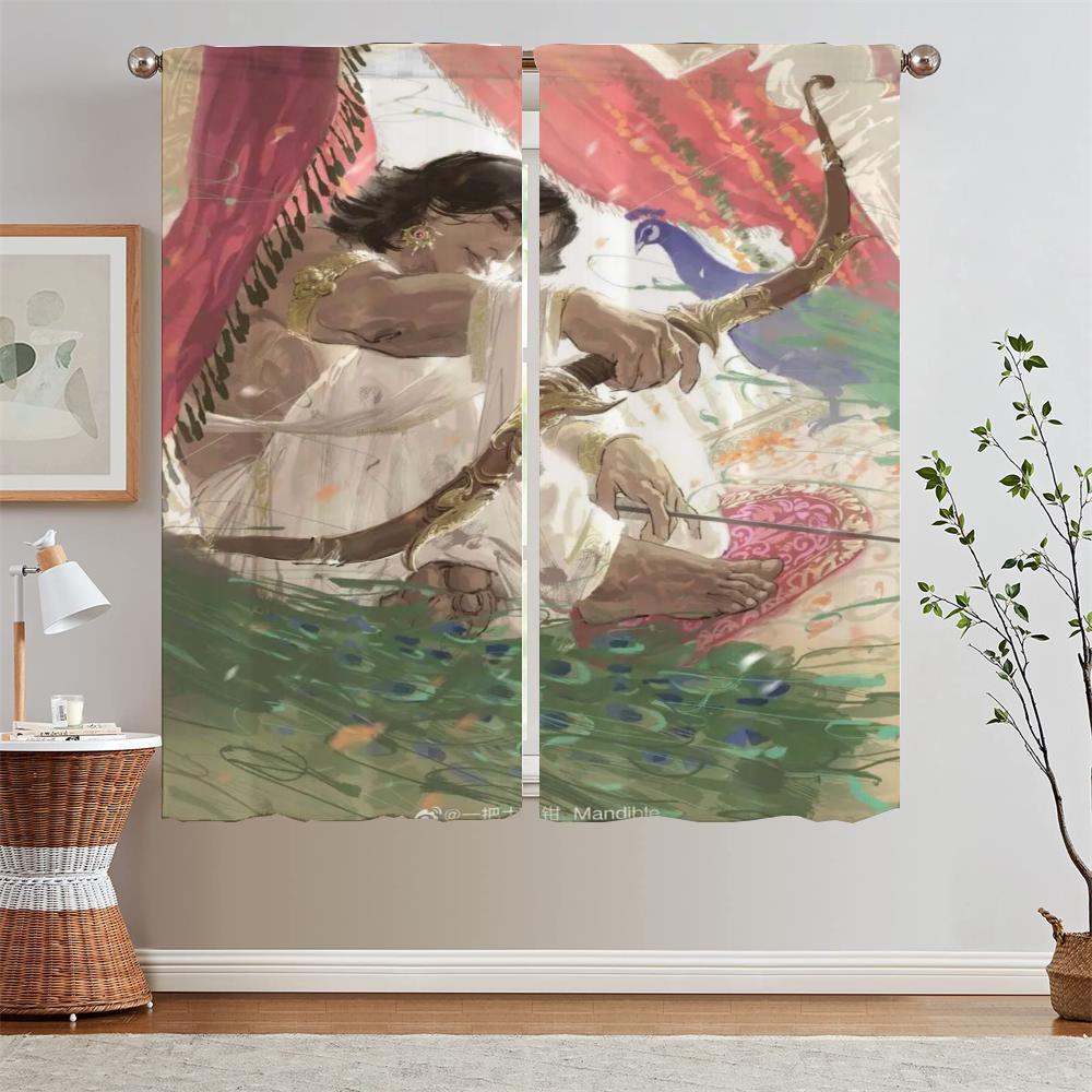 Шторы в южноазиатском стиле для украшения гостиной, короткие шторы для окон, домашняя кухонная штора, подхваты, локоны, светонепроницаемая штора