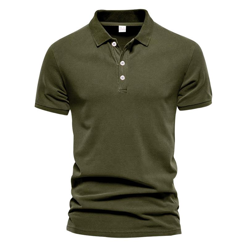Summer Lapel Sports Men's Twill Shirt Fashion Casual Men's Solid Color Short-sleeved T-shirt