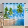 3D Digital Printing Curtain For Kitchen, Short Window Curtains, Green Water And Green Mountains, Waterfall Scenery, 2 Panels
