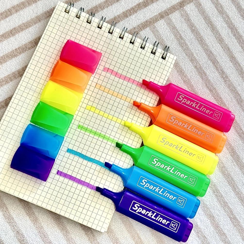 6pcs Neon Highlighter Pen Set – Chisel Tip Markers with Quick-Drying Water-Based Ink for Bright, Smooth Highlighting