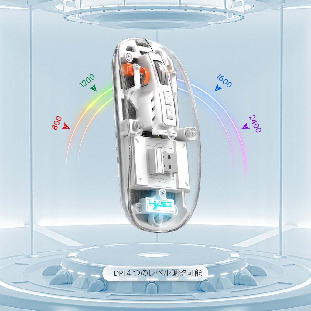 Игровая мышь HXSJ T900 Мышь-скелет Прозрачный корпус Бесшумная беспроводная Bluetooth Беспроводное USB-подключение 3 режима Ультракомпактный Легкий RGB 4 уровня DPI