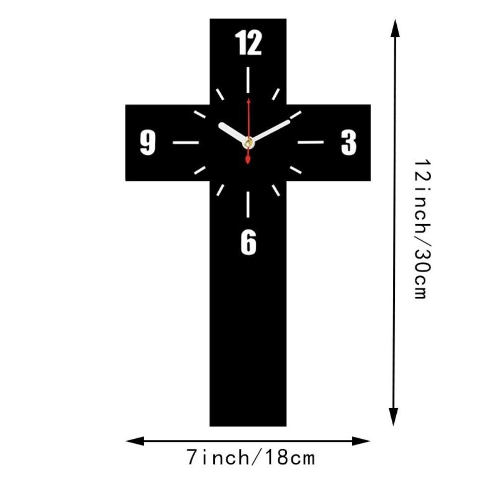 Non-ticking Wooden Cross Clock Solid Wood Quartz Wall Clock Vintage Cross Wall Clock Home Office