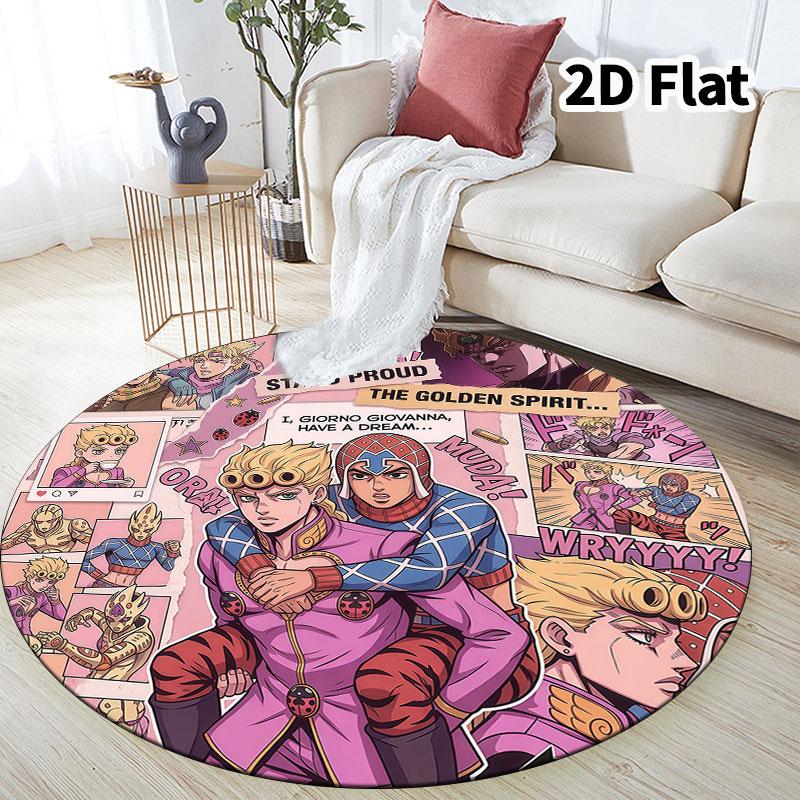 Ковер круглый ковер JoJo's Bizarre Adventure для гостиной, спальни, дивана, игровой комнаты, нескользящий коврик для пола