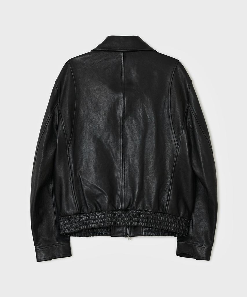 Belier Diagonal Leather Blouson - Black