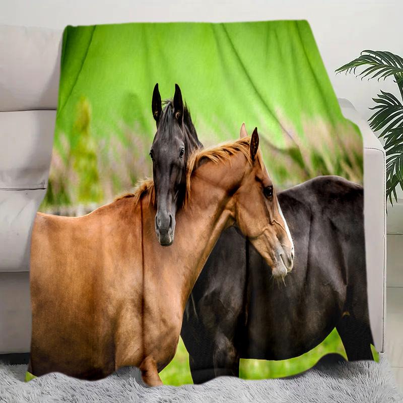 Horse Dark Blanket Suitable All Seasons Soft Comfortable Sofa Office Nap Travel Birthday Gift Christmas Present