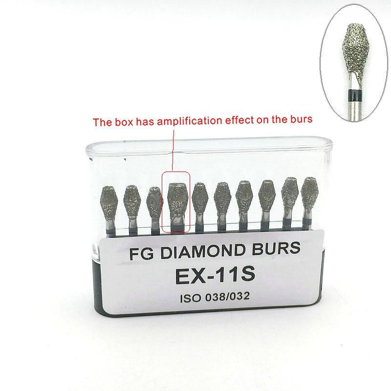 10 Pcs/set Dental Diamond Burs Drills High Speed Handpiece Polishing Whitening Product FG Dental Burs EX-11S