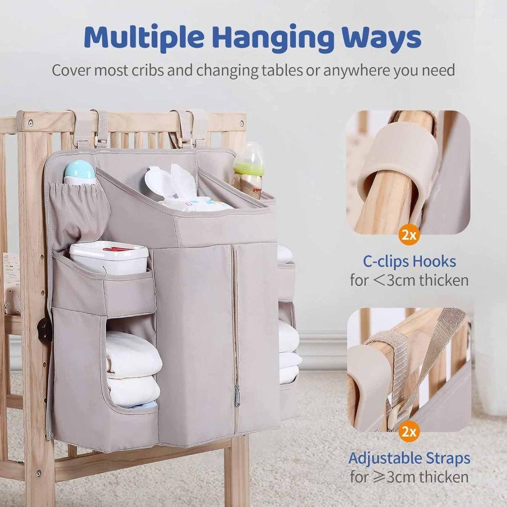 Multi-Pocket Diaper Organizer Polyester Changing Table Organizer Bedside Storage Rack  Nursery