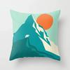 Colorful geometric landscape pillowcase sun and moon mountain pattern cushion modern art style sofa decoration pillow