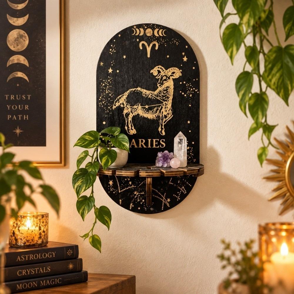 Sun Moon Wall Storage Rack Butterfly Wall Display Stand Witchy Decor Wall Decoration Home