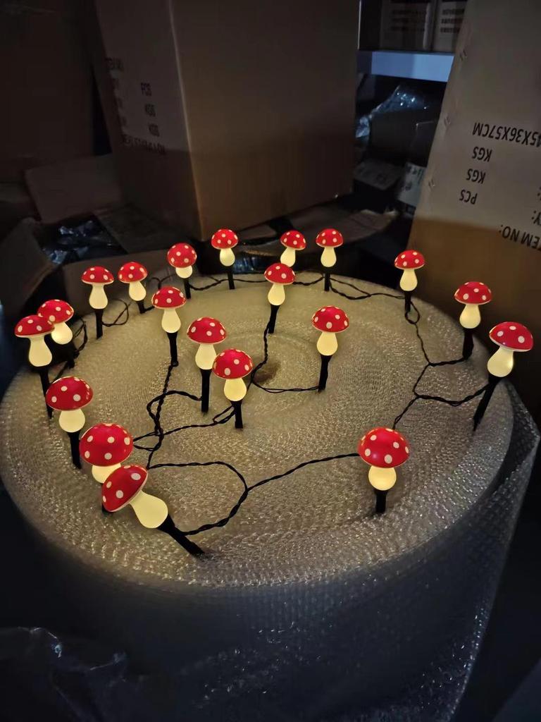 Солнечные гирлянды в виде грибов: Уличный садовый декоративный светодиод для Рождества и праздников