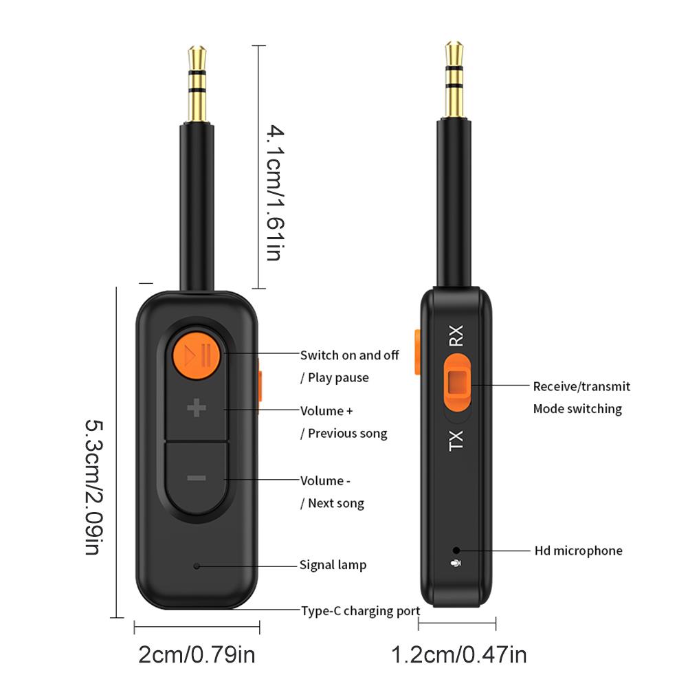2-в-1 Беспроводной Аудио Передатчик Приемник Совместимый с Bluetooth 5.4 Адаптер Музыкальный Адаптер для ТВ Автомобильных Динамиков Наушников