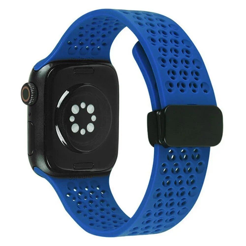 Magnetic Sports Silicone Strap for Apple Watch 49mm 45mm 44mm 41mm 40mm 42mm 38mm Rubber Band for IWatch Series 9 8 7 6 5 4 Se Ultra 2