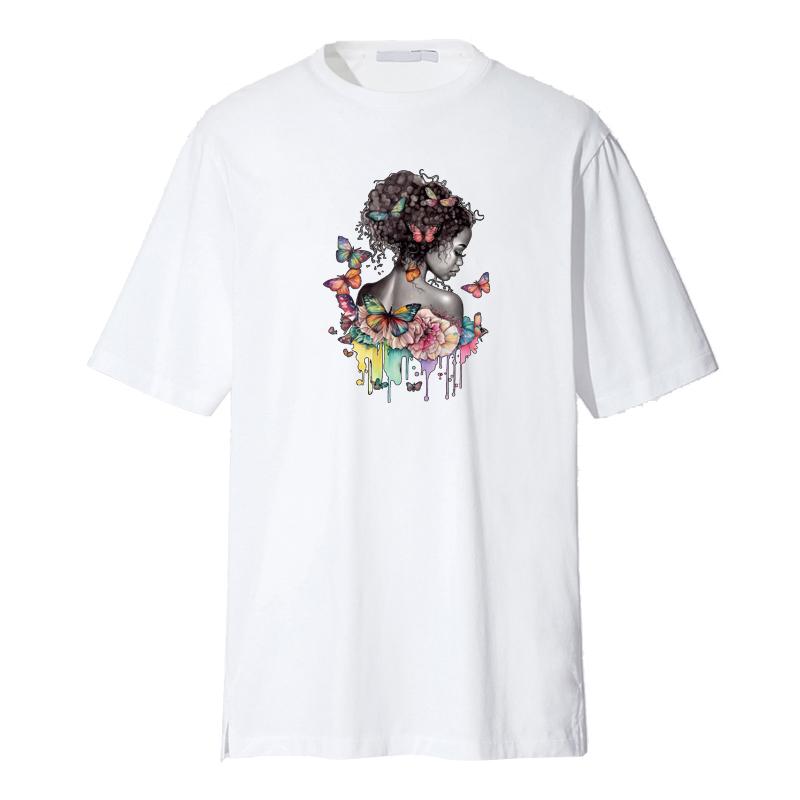 Черная женщина Бабочка Термопереводная наклейка Печать на футболках Наклейки на одежду Толстовки Сделай сам Термопресс Аппликация Утюгом Нашивки