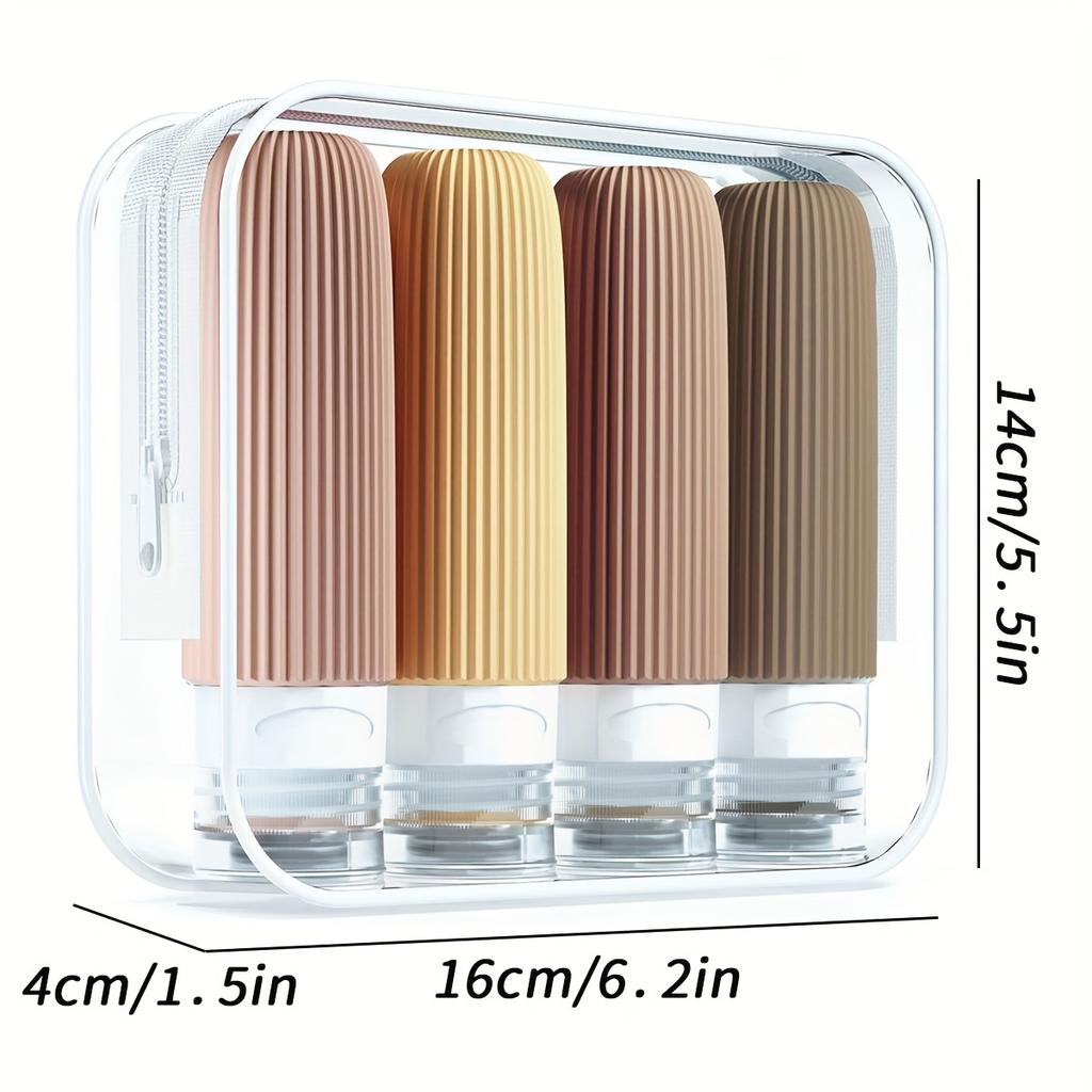 Silicone travel Bottle Tsa approved portable leak proof Squeeze size container Clear toiletry bag Accessory liu
