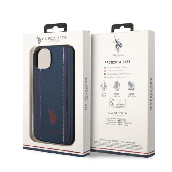 Etui do iPhone 14 Plus US Polo Leather Stitch Granatowy