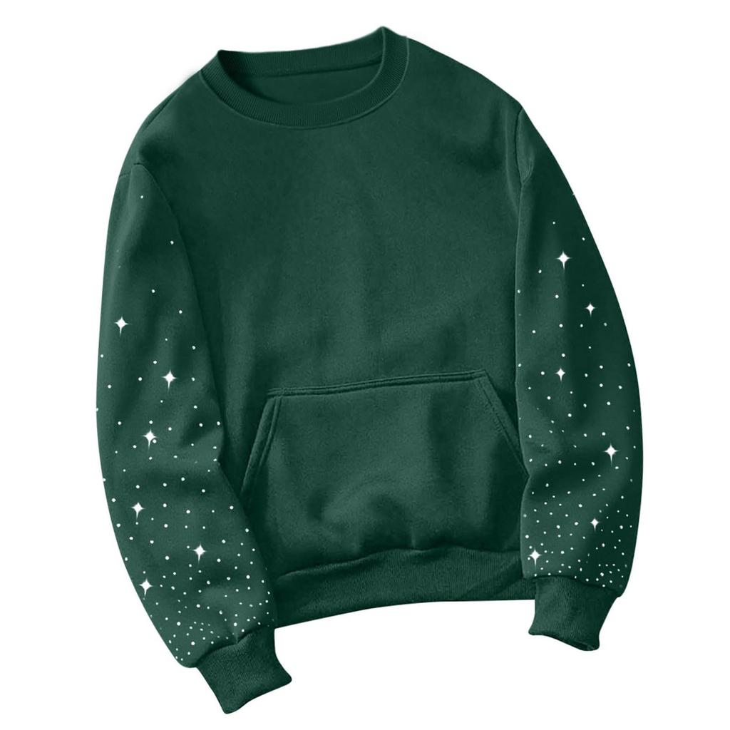 Женская модная повседневная спортивная толстовка с длинным рукавом, вышитая стразами, свободного кроя