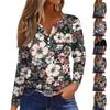 Женская модная повседневная футболка с v-образным вырезом и длинным рукавом с цветочным принтом, украшенная топами