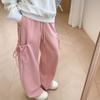 Gray Sweatpants Women's Autumn and Winter New High-waisted Loose-strapped Bow Straight-leg Pants Design Sense Casual Wide-leg Pants