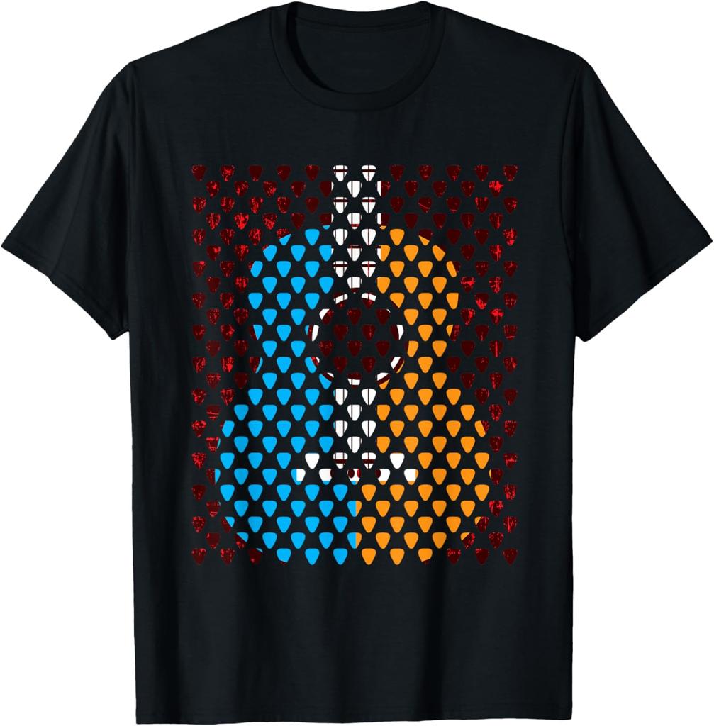 Guitar Pick Yin Yang Acoustic Guitar Graphic Tee Casual Short Sleeve TShirt