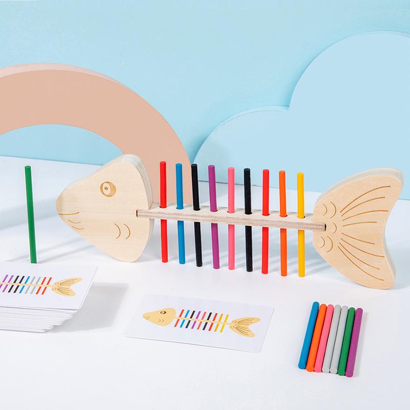 Montessori Fishbone Pegboard: Color Matching & Fine Motor Skills Puzzle for Children