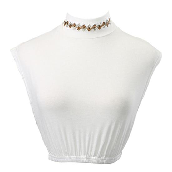 Fake Collar Half High Collar Rhombus Rhinestones Decor False Collar Breathable Elastic Collar Attachment