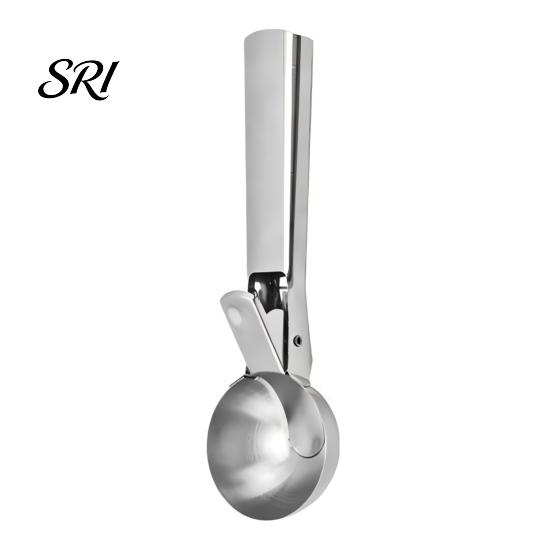 Fruit Scooper Ice Cream Scoop, Stainless Steel with Trigger Non-Slip Handle, Dessert Tool Heavy Duty Metal Scoop for Balls Spoon