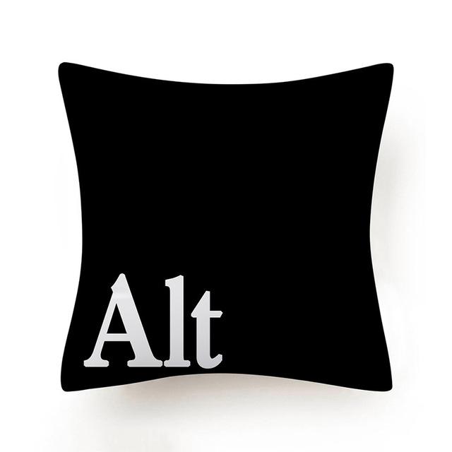 Клавиатура Jeanette Alt Del Ctrl с буквенным узором, чехол для подушки из полиэстера, черно-белая декоративная наволочка, домашний декор 45X45 см