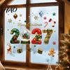 Christmas Window Clings Clings, Static Glass Sticker with Merry Christmas, Elk Gingerbread Party Decor Man Decals, PVC Non-Adhesive Film for New Year