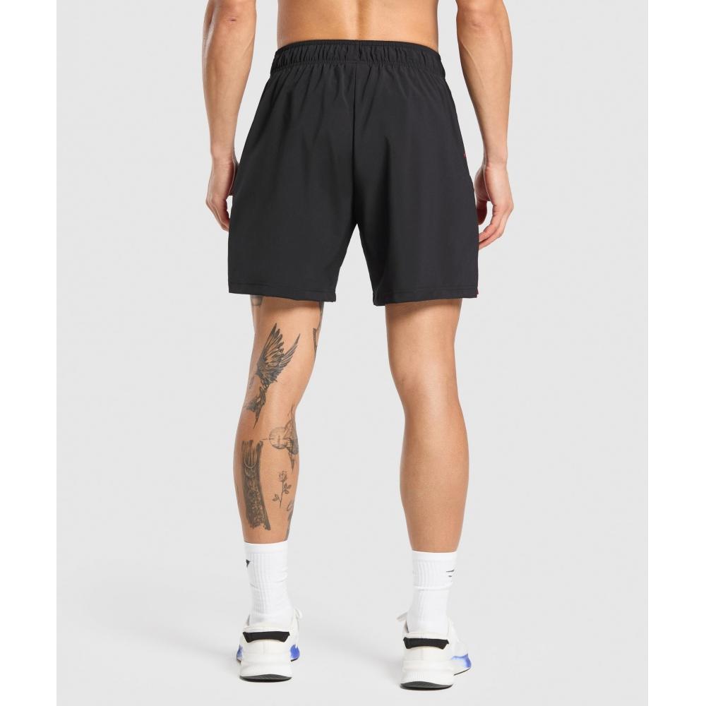 Gymshark Спортивные шорты 7 черные, кондиционирующие, красные A1b3l Bc1d