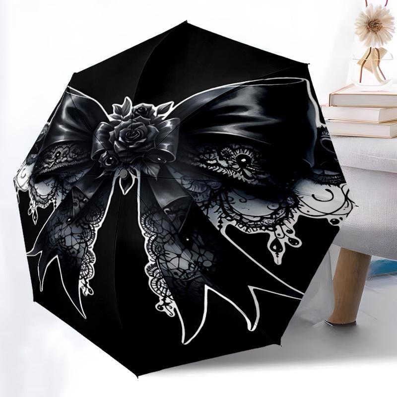 1pc Gothic Bow Automatic Open/Close Umbrella, Lightweight for Women/Men, Perfect Gift - for Everyday or Holiday Eventsyy251127092