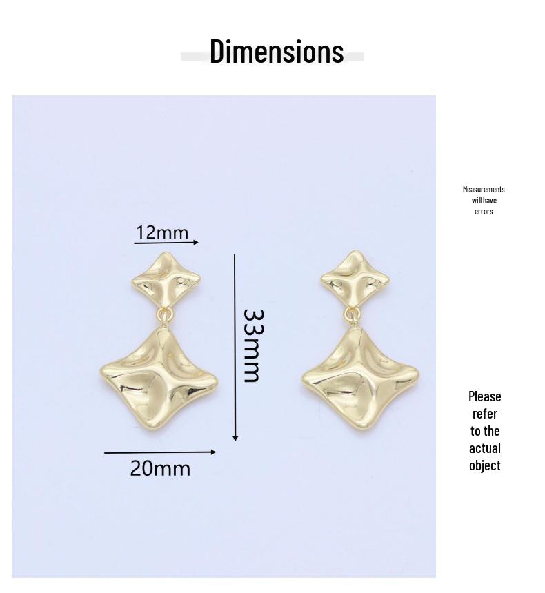 Серьги-подвески геометрической квадратной формы из серебряной иглы S925 – Золотой сплав, Сохраняющие цвет, Легкая роскошь для женщин.
