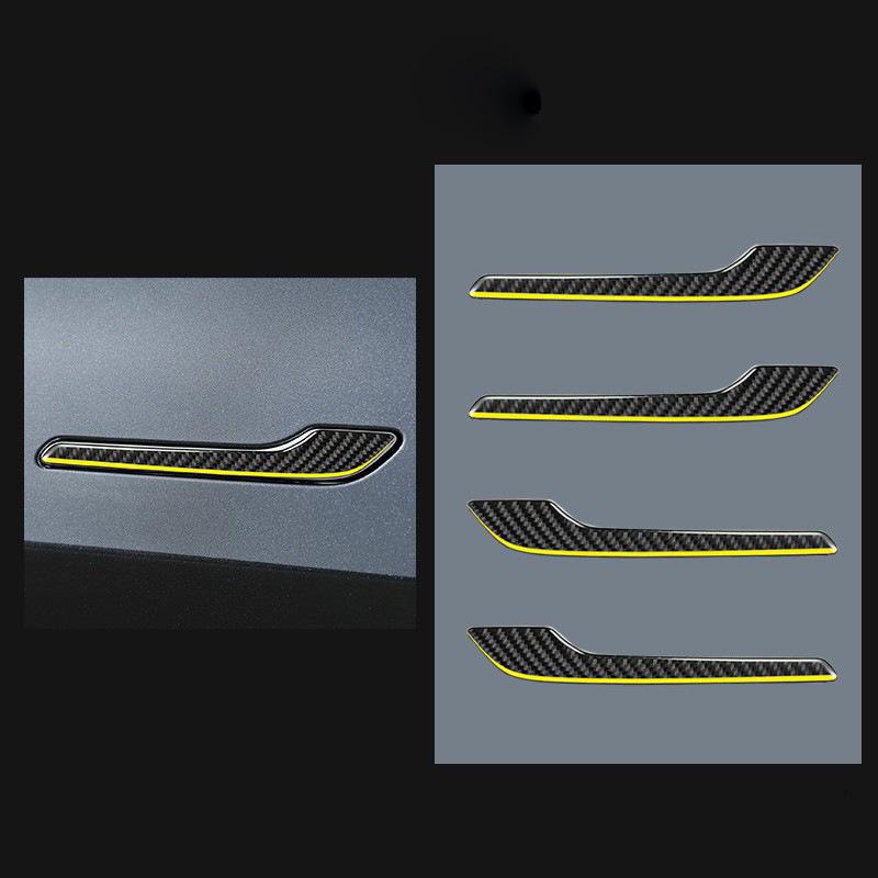 Наклейки на внешние ручки дверей из черного карбона для Tesla Model 3/Y (2017-2022 гг.)