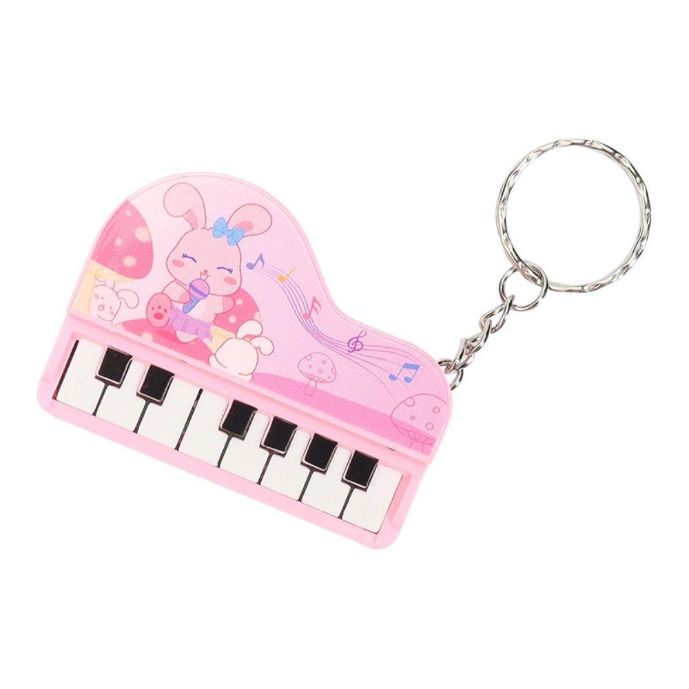Solid Color Mini Electronic Piano Keychain Bear Musical Instrument Piano Keyring Early Education